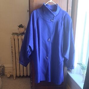 Potrait Women's L? Royal  Blue 1980's Oversized Wool Blend Coat